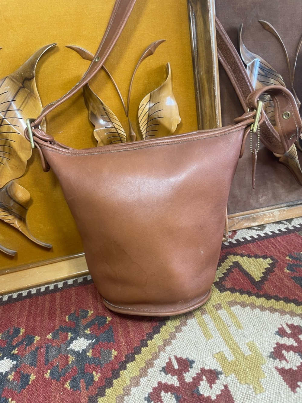 Vintage USA Coach 9953 Helen’s Cognac British Tan Leather Zip-Top Tote